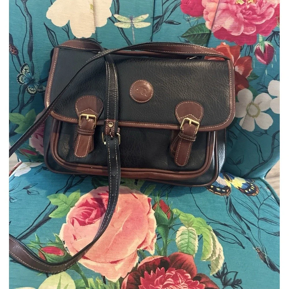 Vintage Full Grain Leather Satchel kMQ Messenger Shoulder Bag